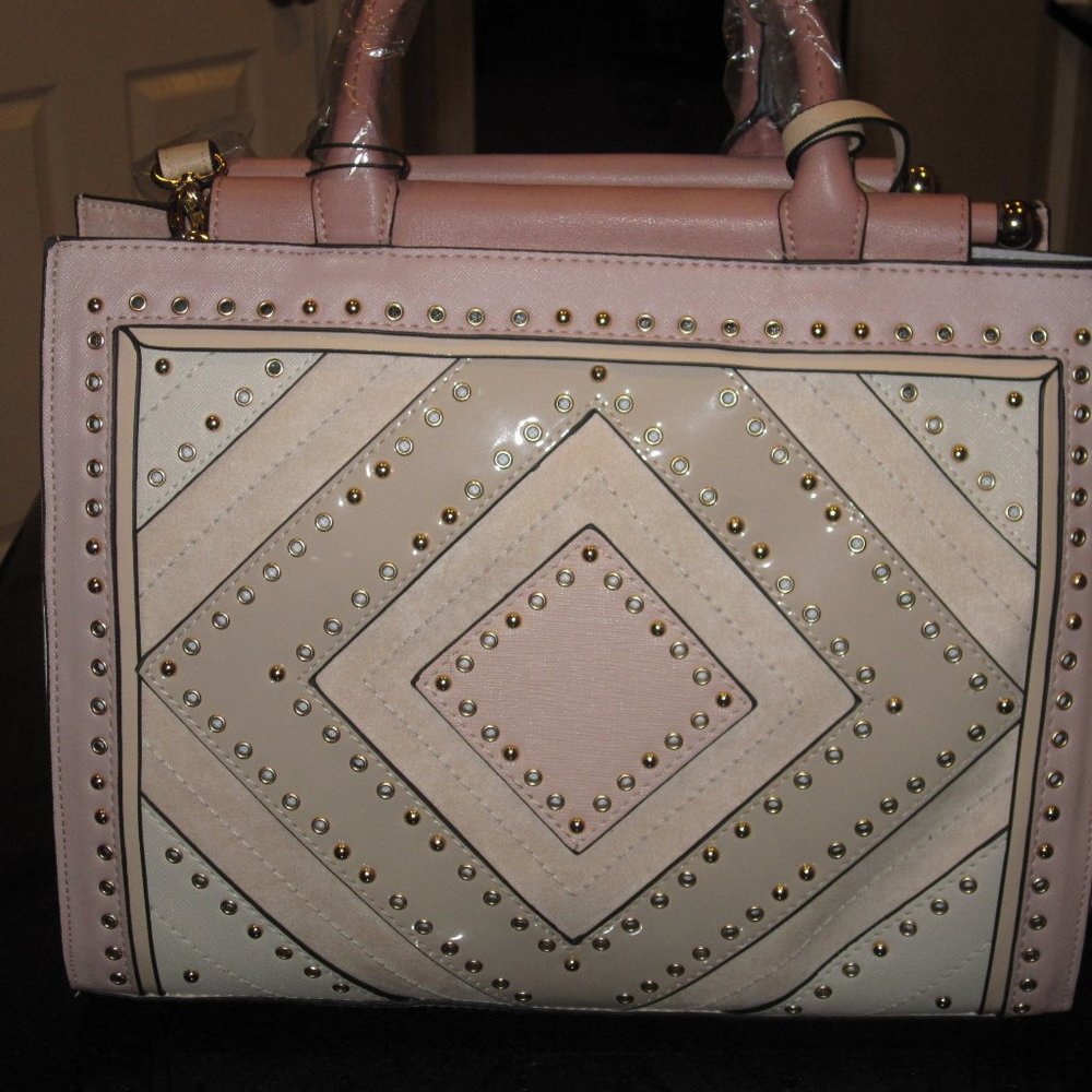 Tote Bag Large--Blush Pink and White